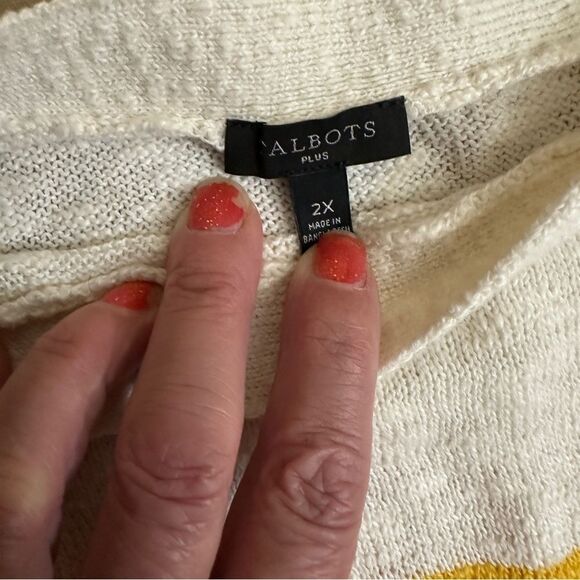 Talbots Plus Women's Striped Crew Neck Sweater 2X White‎ Multicolor Cotton Blend - Picture 7 of 7